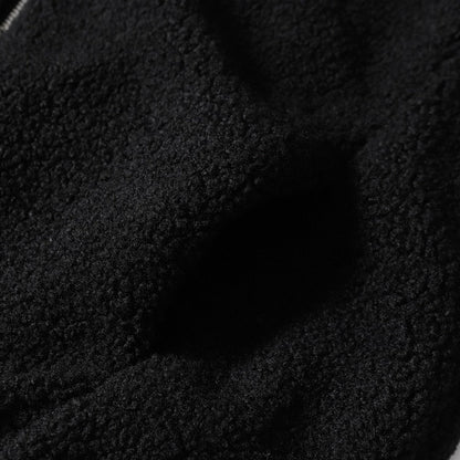 Chrome Hearts Sherpa Fleece Jacket - Gothic Cross Embroidery Black Beige Outerwear