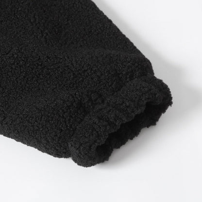 Chrome Hearts Sherpa Fleece Jacket - Gothic Cross Embroidery Black Beige Outerwear