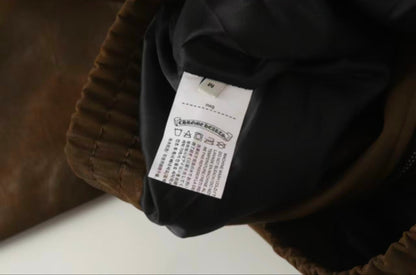 Chrome Hearts Cross Patch Suede Jacket - Brown Gothic Streetwear Outerwear