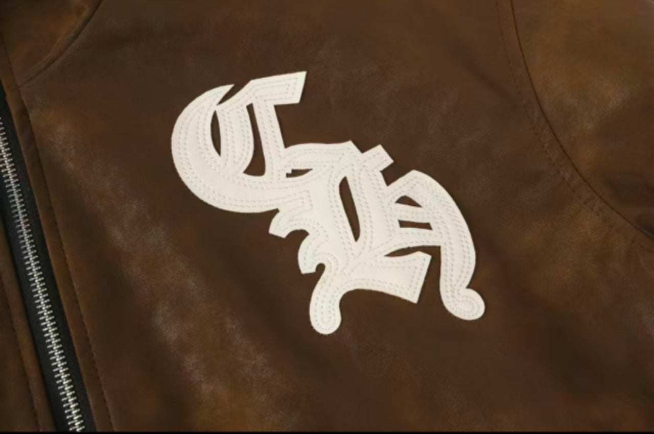 Chrome Hearts Cross Patch Suede Jacket - Brown Gothic Streetwear Outerwear