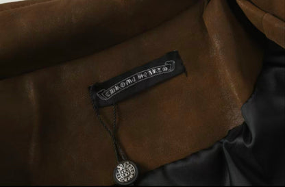 Chrome Hearts Cross Patch Suede Jacket - Brown Gothic Streetwear Outerwear