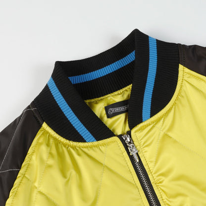 Chrome Hearts Flaming Youth Bomber Jacket - Yellow Black Graphic Street Coat