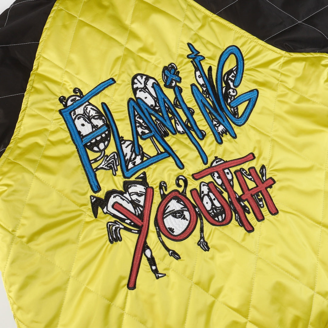 Chrome Hearts Flaming Youth Bomber Jacket - Yellow Black Graphic Street Coat