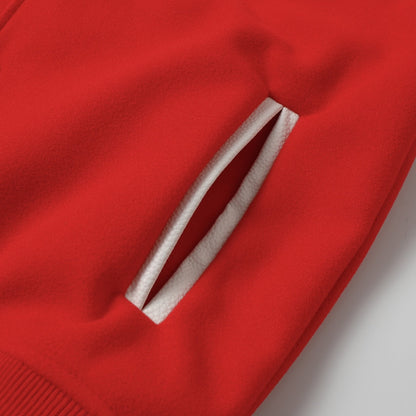 Chrome Hearts Red Cross Varsity Jacket - White Sleeve Gothic Street Baseball Coat