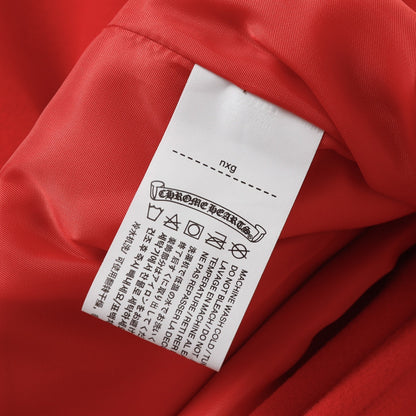 Chrome Hearts Red Cross Varsity Jacket - White Sleeve Gothic Street Baseball Coat