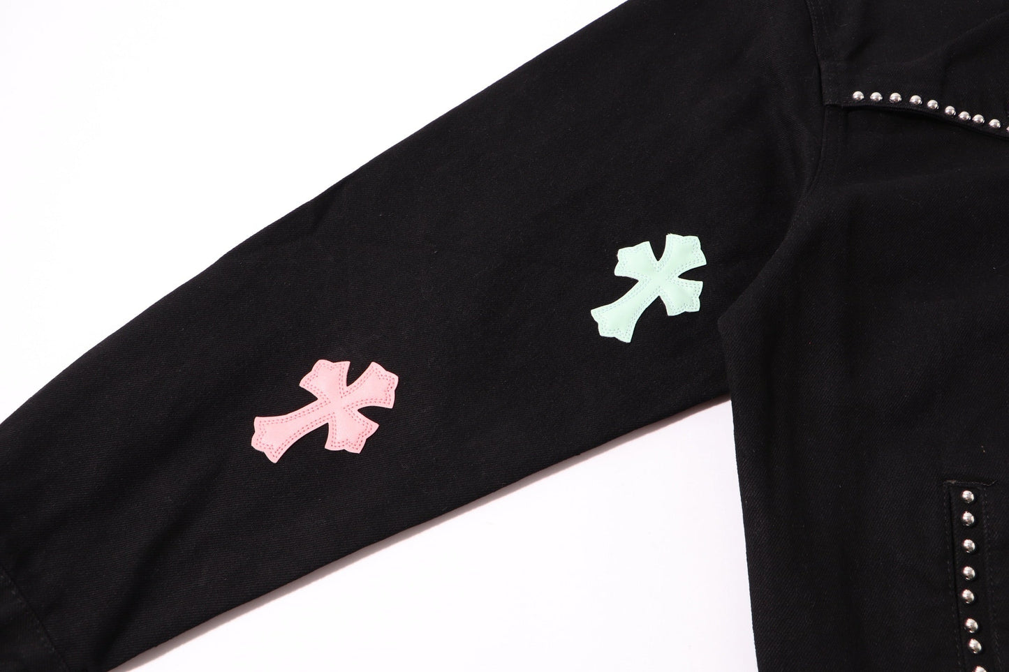 Chrome Hearts Multi Cross Studded Denim Jacket - Black Gothic Streetwear Coat