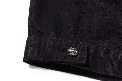 Chrome Hearts Multi Cross Studded Denim Jacket - Black Gothic Streetwear Coat