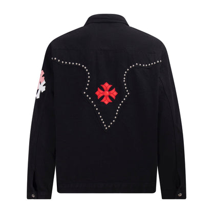 Chrome Hearts Multi Cross Studded Denim Jacket - Black Gothic Streetwear Coat
