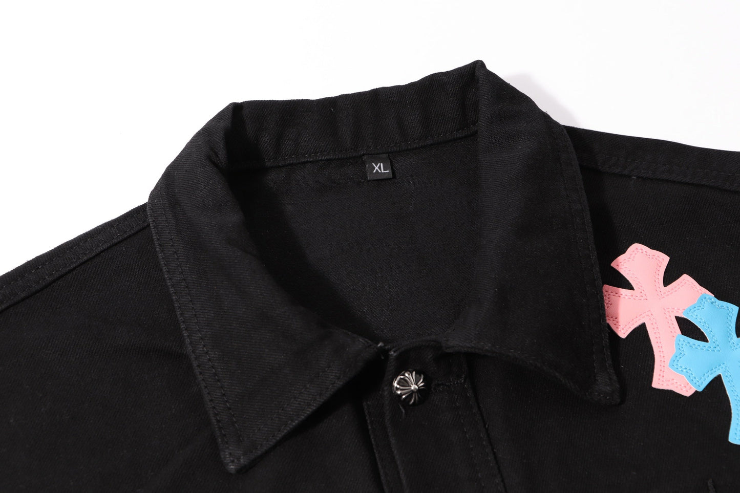 Chrome Hearts Multi Cross Studded Denim Jacket - Black Gothic Streetwear Coat