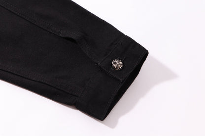 Chrome Hearts Multi Cross Studded Denim Jacket - Black Gothic Streetwear Coat