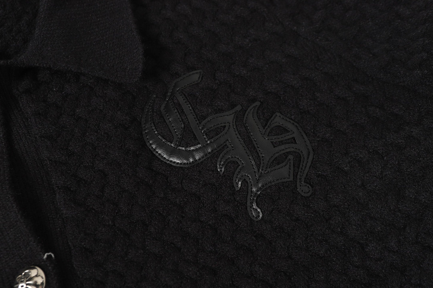 Chrome Hearts Embroidered Knit Cardigan - Black Grey Streetwear Jacket