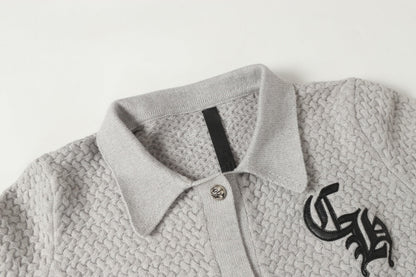 Chrome Hearts Embroidered Knit Cardigan - Black Grey Streetwear Jacket