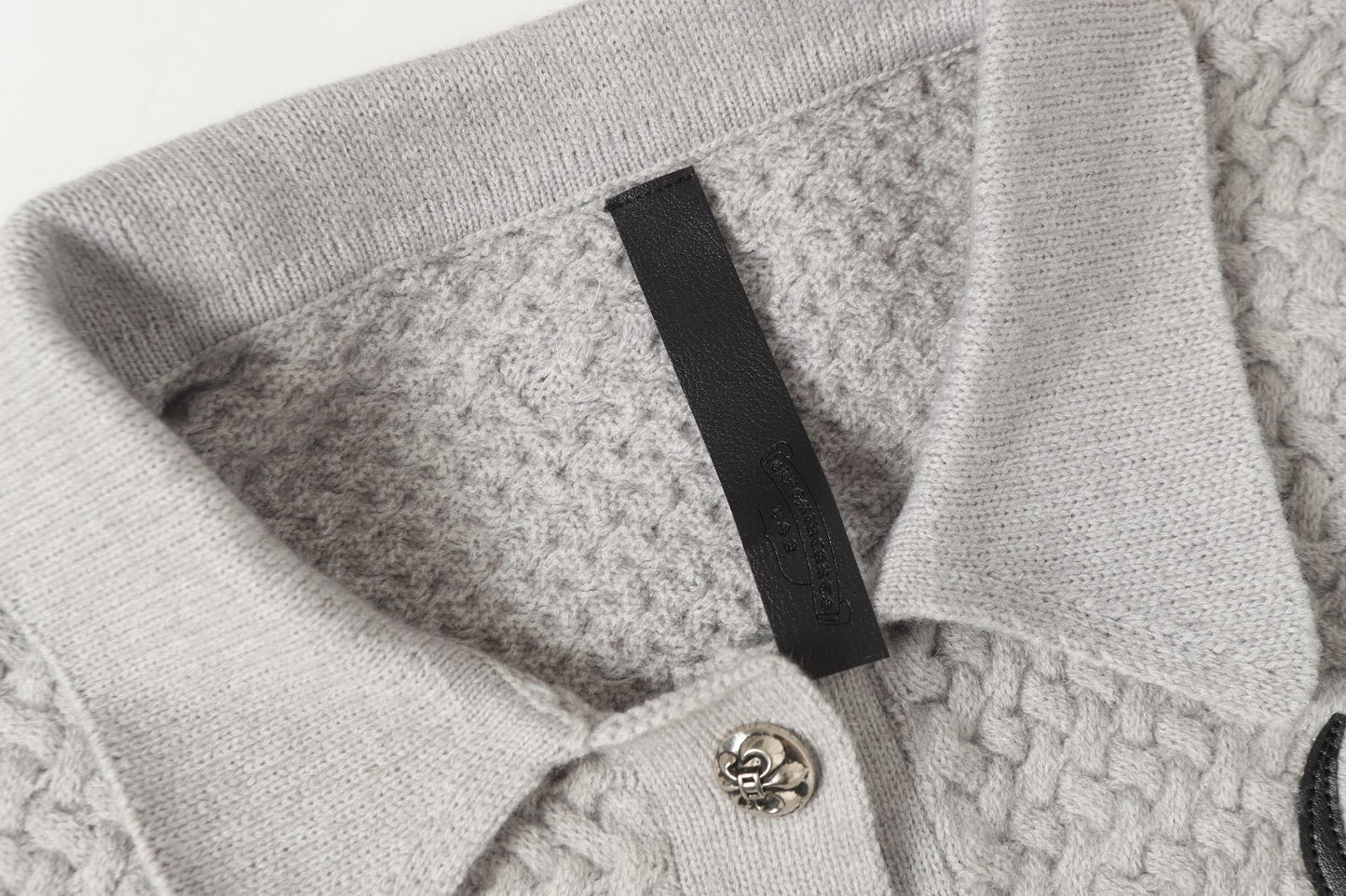 Chrome Hearts Embroidered Knit Cardigan - Black Grey Streetwear Jacket