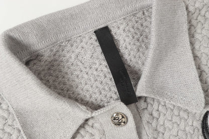 Chrome Hearts Embroidered Knit Cardigan - Black Grey Streetwear Jacket