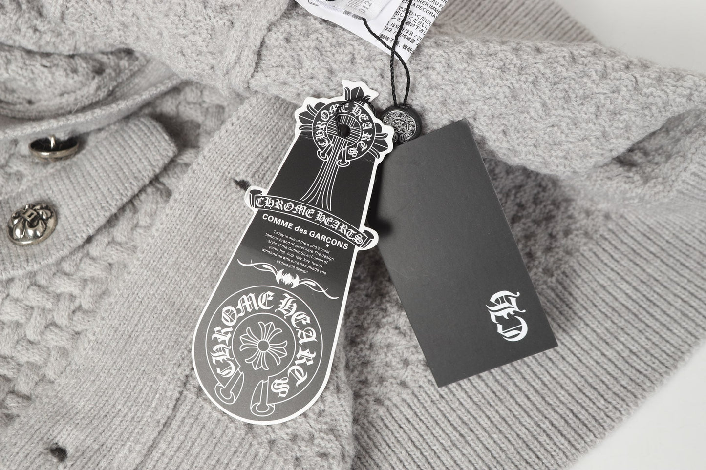 Chrome Hearts Embroidered Knit Cardigan - Black Grey Streetwear Jacket