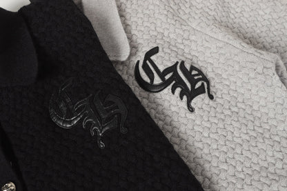 Chrome Hearts Embroidered Knit Cardigan - Black Grey Streetwear Jacket