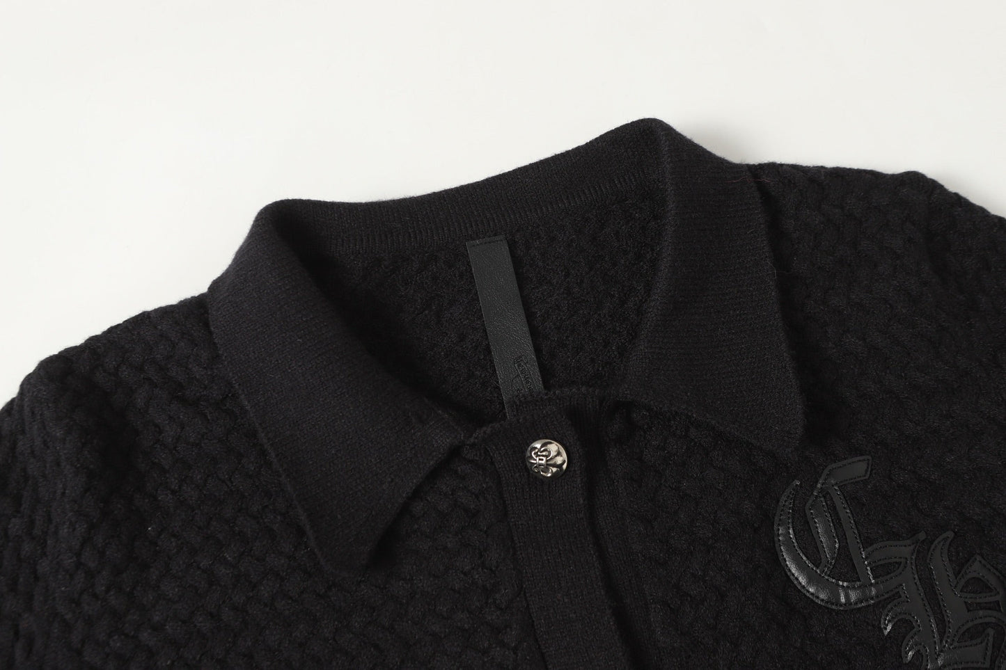 Chrome Hearts Embroidered Knit Cardigan - Black Grey Streetwear Jacket