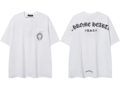 Chrome Hearts Cross & Horseshoe Print Round Neck T-Shirt 2270