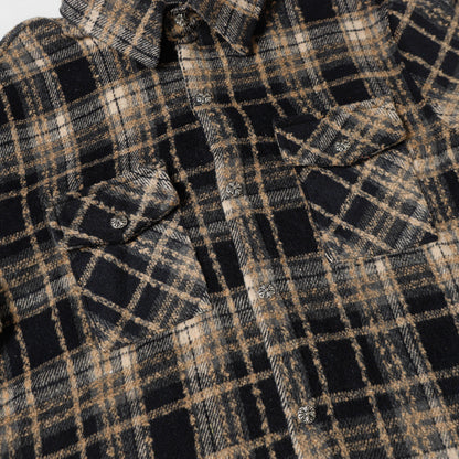 Chrome Hearts Embroidered Leather Cross Detail Flannel Shirt