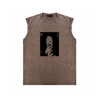 PURPLE-Purple Make Old Sleeveless T-Shirt ZJBPUR109#