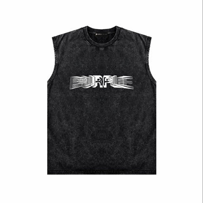 PURPLE-Purple Make OldSleeveless T-Shirt ZJBPUR101#