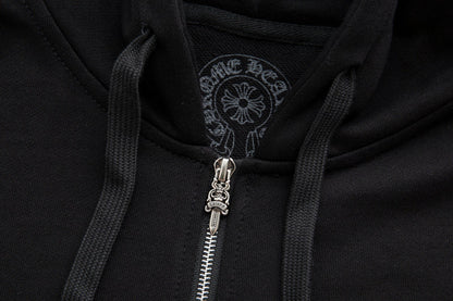 Chrome Hearts Horseshoe Floral Sleeve Zip Up Hoodie 5001