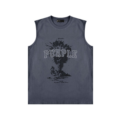 PURPLE-Purple Sleeveless T-Shirt  BPUR123#