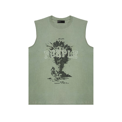 PURPLE-Purple Sleeveless T-Shirt  BPUR123#