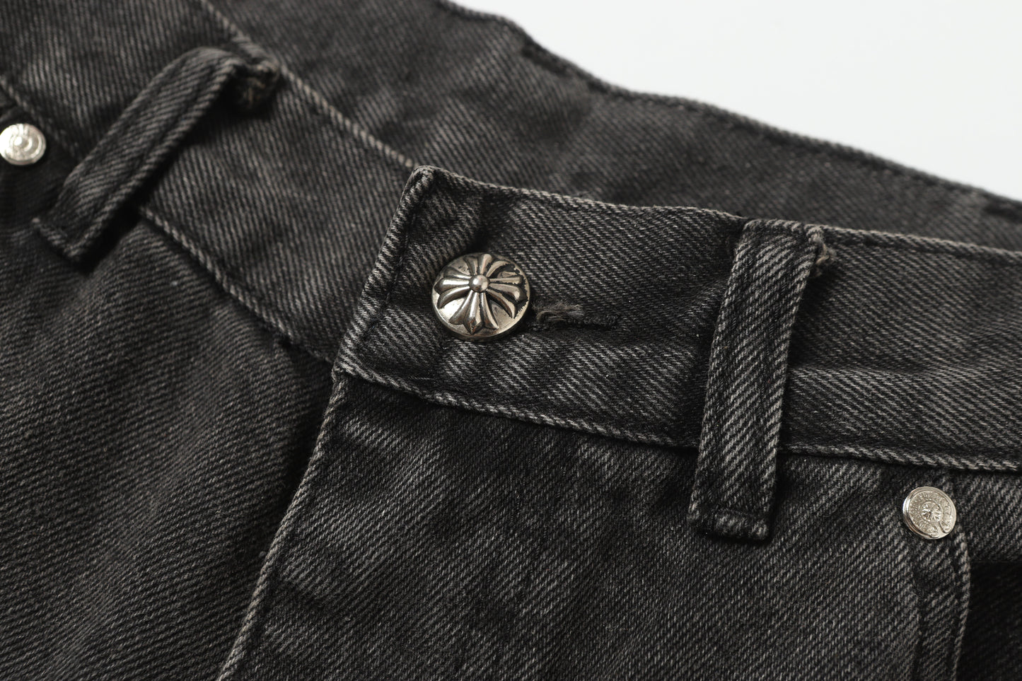 Chrome Hearts Vintage Cross Patchwork Washed Carpenter Denim Shorts 9903