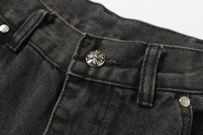 Chrome Hearts Vintage Cross Patchwork Washed Carpenter Denim Shorts 9903