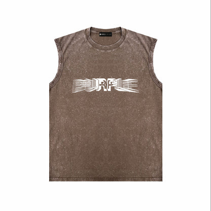 PURPLE-Purple Make OldSleeveless T-Shirt ZJBPUR101#