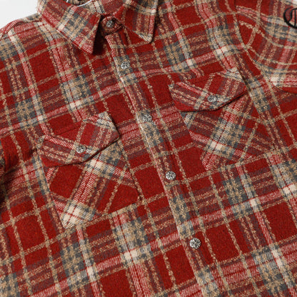 Chrome Hearts Embroidered Leather Cross Detail Flannel Shirt