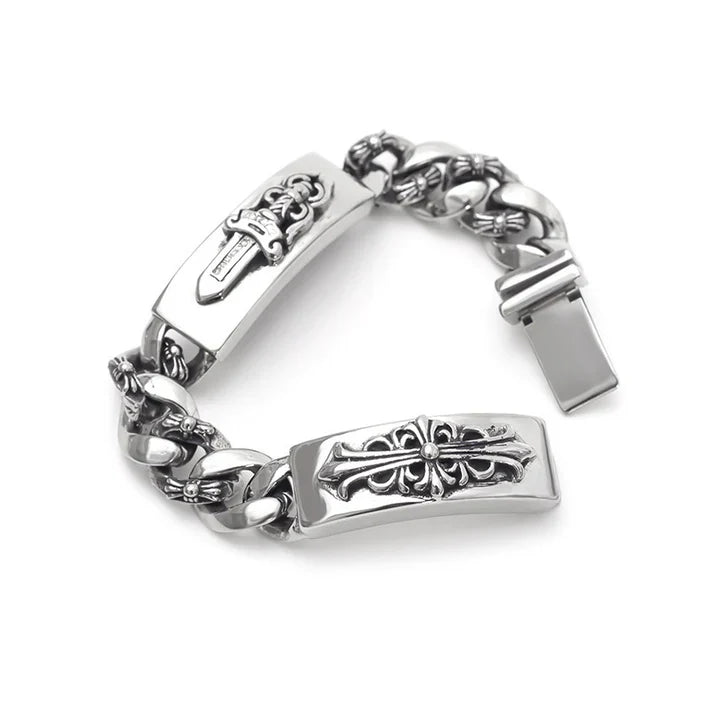 Chrome Hearts DOUBLE ID FANCY LINK BRACELET -8