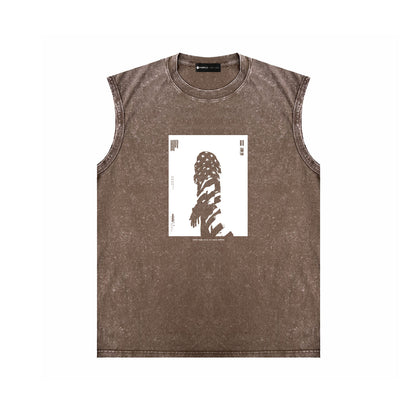 PURPLE-Purple Make Old Sleeveless T-Shirt ZJBPUR109#