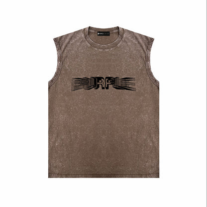 PURPLE-Purple Make OldSleeveless T-Shirt ZJBPUR101#