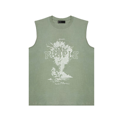 PURPLE-Purple Sleeveless T-Shirt  BPUR123#