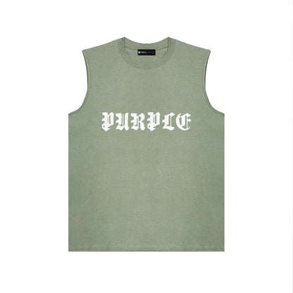 PURPLE-Purple Sleeveless T-Shirt  BPUR086#
