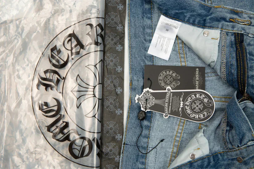 Chrome Hearts Levi's 905 Black Cross Patch Light Blue Jeans
