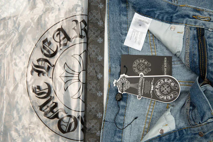 Chrome Hearts Levi's 905 Black Cross Patch Light Blue Jeans