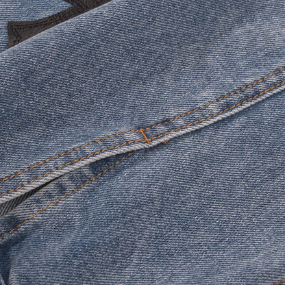 Chrome Hearts Patchwork Denim Jacket - Vintage Blue Gothic Street Jacket