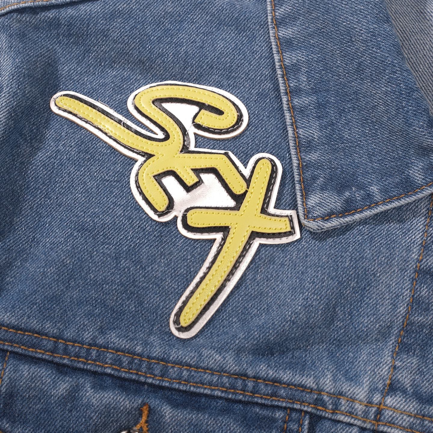 Chrome Hearts Patchwork Denim Jacket - Vintage Blue Gothic Street Jacket